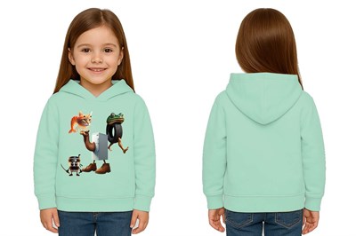 Unisex Brainrot Baskılı Çocuk Swaetshirt Kapüşonlu 3 İplik Şardonlu