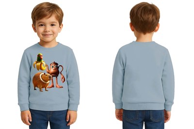 Unisex Braınrot Baskılı Çocuk Swaetshirt 3 İplik Şardonlu