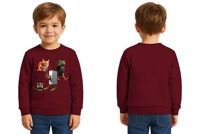 Unisex Braınrot Baskılı Çocuk Swaetshirt 3 İplik Şardonlu