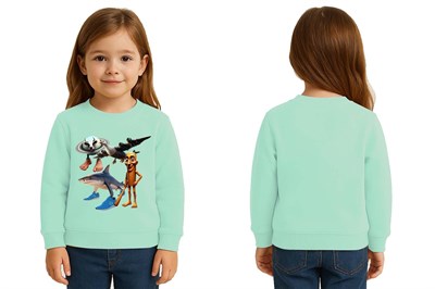 Unisex Braınrot Baskılı Çocuk Swaetshirt 3 İplik Şardonlu