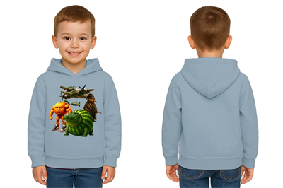 Unisex Brainrot Baskılı Çocuk Swaetshirt Kapüşonlu 3 İplik Şardonlu