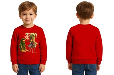 Unisex Braınrot Baskılı Çocuk Swaetshirt 3 İplik Şardonlu