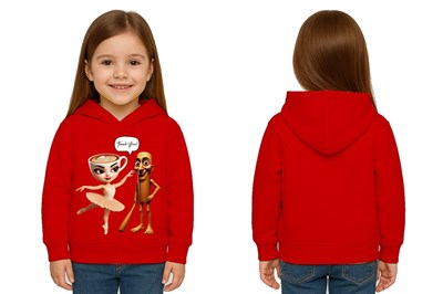 Unisex Brainrot Baskılı Çocuk Swaetshirt Kapüşonlu 3 İplik Şardonlu