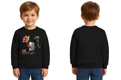 Unisex Braınrot Baskılı Çocuk Swaetshirt 3 İplik Şardonlu