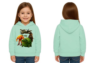 Unisex Brainrot Baskılı Çocuk Swaetshirt Kapüşonlu 3 İplik Şardonlu