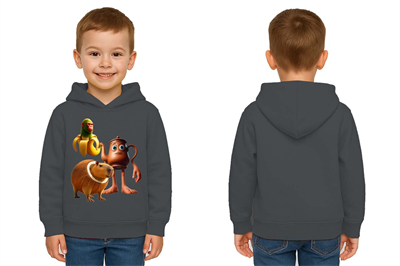 Unisex Brainrot Baskılı Çocuk Swaetshirt Kapüşonlu 3 İplik Şardonlu