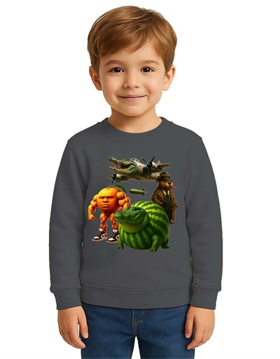 Unisex Braınrot Baskılı Çocuk Swaetshirt 3 İplik Şardonlu