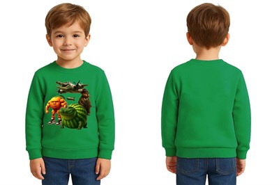 Unisex Braınrot Baskılı Çocuk Swaetshirt 3 İplik Şardonlu