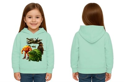 Unisex Brainrot Baskılı Çocuk Swaetshirt Kapüşonlu 3 İplik Şardonlu