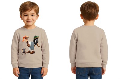 Unisex Braınrot Baskılı Çocuk Swaetshirt 3 İplik Şardonlu