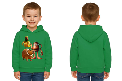 Unisex Brainrot Baskılı Çocuk Swaetshirt Kapüşonlu 3 İplik Şardonlu
