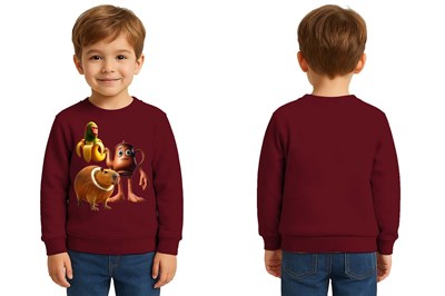 Unisex Braınrot Baskılı Çocuk Swaetshirt 3 İplik Şardonlu