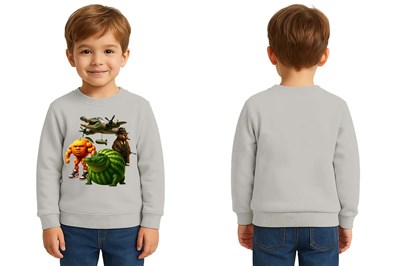 Unisex Braınrot Baskılı Çocuk Swaetshirt 3 İplik Şardonlu