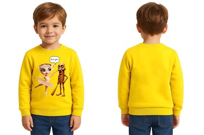 Unisex Braınrot Baskılı Çocuk Swaetshirt 3 İplik Şardonlu