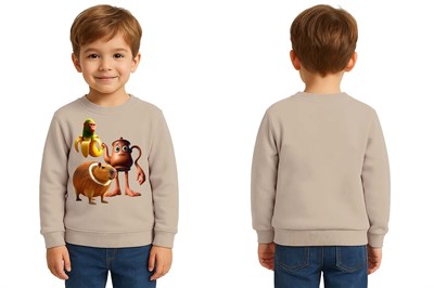 Unisex Braınrot Baskılı Çocuk Swaetshirt 3 İplik Şardonlu