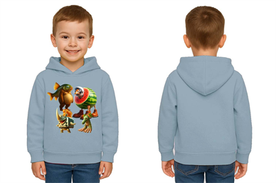 Unisex Brainrot Baskılı Çocuk Swaetshirt Kapüşonlu 3 İplik Şardonlu