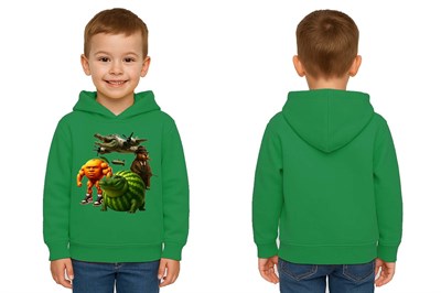Unisex Brainrot Baskılı Çocuk Swaetshirt Kapüşonlu 3 İplik Şardonlu
