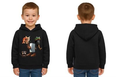 Unisex Brainrot Baskılı Çocuk Swaetshirt Kapüşonlu 3 İplik Şardonlu