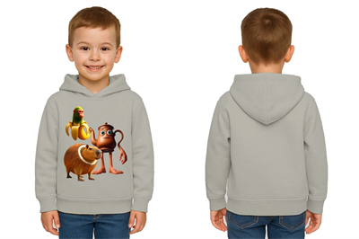 Unisex Brainrot Baskılı Çocuk Swaetshirt Kapüşonlu 3 İplik Şardonlu