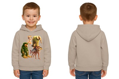 Unisex Brainrot Baskılı Çocuk Swaetshirt Kapüşonlu 3 İplik Şardonlu