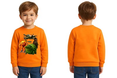 Unisex Braınrot Baskılı Çocuk Swaetshirt 3 İplik Şardonlu