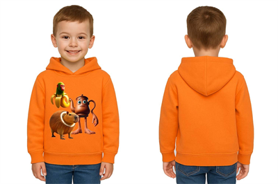 Unisex Brainrot Baskılı Çocuk Swaetshirt Kapüşonlu 3 İplik Şardonlu