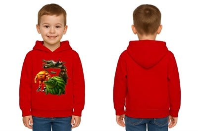 Unisex Brainrot Baskılı Çocuk Swaetshirt Kapüşonlu 3 İplik Şardonlu