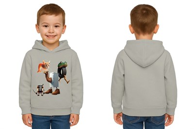 Unisex Brainrot Baskılı Çocuk Swaetshirt Kapüşonlu 3 İplik Şardonlu