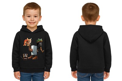 Unisex Brainrot Baskılı Çocuk Swaetshirt Kapüşonlu 3 İplik Şardonlu