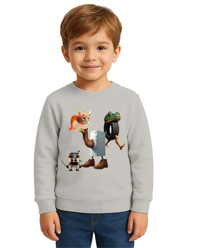 Unisex Braınrot Baskılı Çocuk Swaetshirt 3 İplik Şardonlu