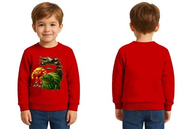 Unisex Braınrot Baskılı Çocuk Swaetshirt 3 İplik Şardonlu