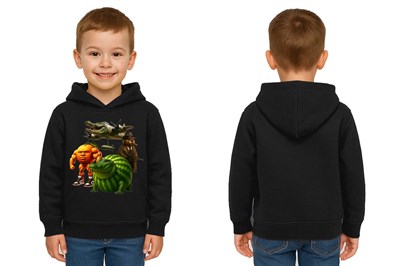 Unisex Brainrot Baskılı Çocuk Swaetshirt Kapüşonlu 3 İplik Şardonlu