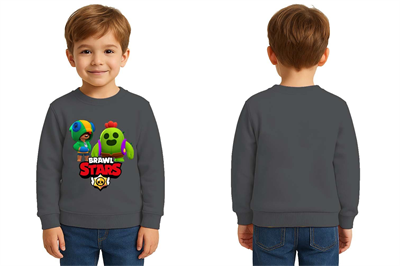 Unisex Brawl Stars Baskılı Çocuk Swaetshirt 3 İplik Şardonlu