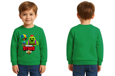 Unisex Brawl Stars Baskılı Çocuk Swaetshirt 3 İplik Şardonlu