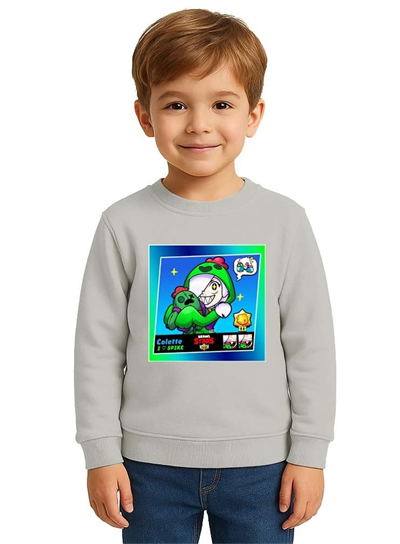 Unisex Brawl Stars Baskılı Çocuk Swaetshirt 3 İplik Şardonlu
