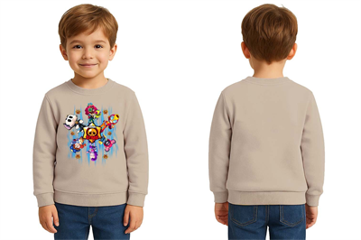 Unisex Brawl Stars Baskılı Çocuk Swaetshirt 3 İplik Şardonlu