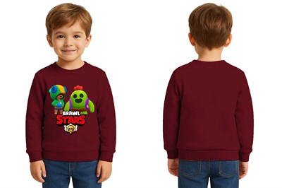 Unisex Brawl Stars Baskılı Çocuk Swaetshirt 3 İplik Şardonlu