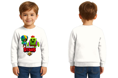 Unisex Brawl Stars Baskılı Çocuk Swaetshirt 3 İplik Şardonlu