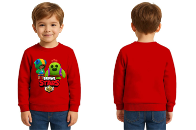 Unisex Brawl Stars Baskılı Çocuk Swaetshirt 3 İplik Şardonlu