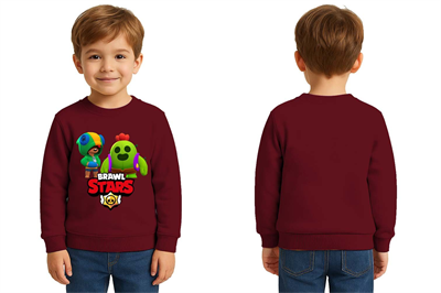 Unisex Brawl Stars Baskılı Çocuk Swaetshirt 3 İplik Şardonlu