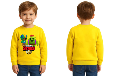 Unisex Brawl Stars Baskılı Çocuk Swaetshirt 3 İplik Şardonlu