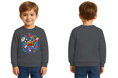 Unisex Brawl Stars Baskılı Çocuk Swaetshirt 3 İplik Şardonlu