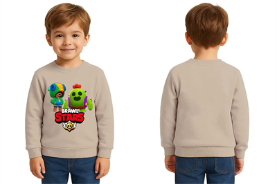 Unisex Brawl Stars Baskılı Çocuk Swaetshirt 3 İplik Şardonlu