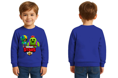 Unisex Brawl Stars Baskılı Çocuk Swaetshirt 3 İplik Şardonlu