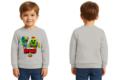 Unisex Brawl Stars Baskılı Çocuk Swaetshirt 3 İplik Şardonlu