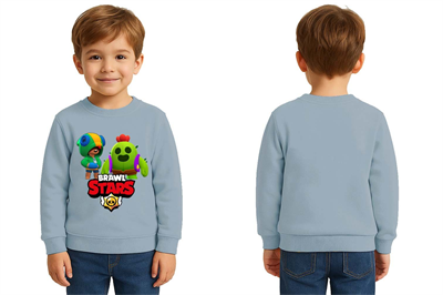 Unisex Brawl Stars Baskılı Çocuk Swaetshirt 3 İplik Şardonlu