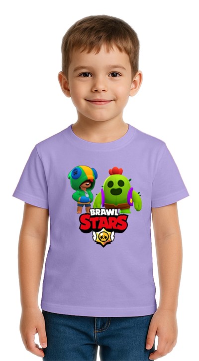 Unisex Brawl Stars Baskılı Çocuk Tişört pamuklu penye kumaş
