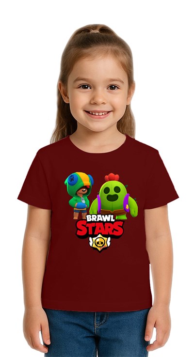 Unisex Brawl Stars Baskılı Çocuk Tişört pamuklu penye kumaş