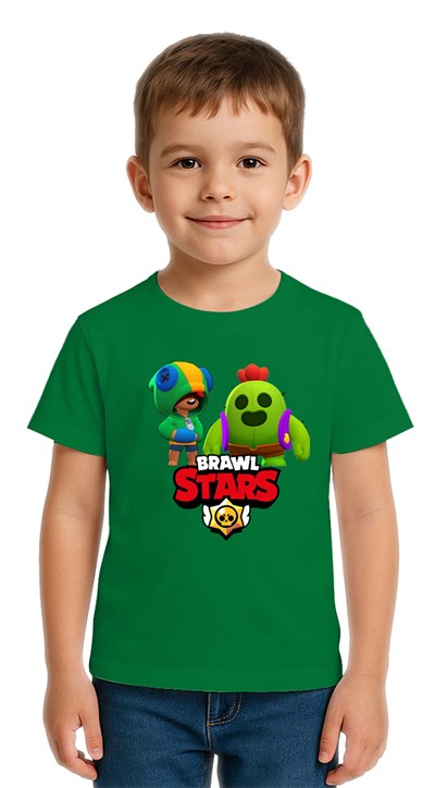 Unisex Brawl Stars Baskılı Çocuk Tişört pamuklu penye kumaş