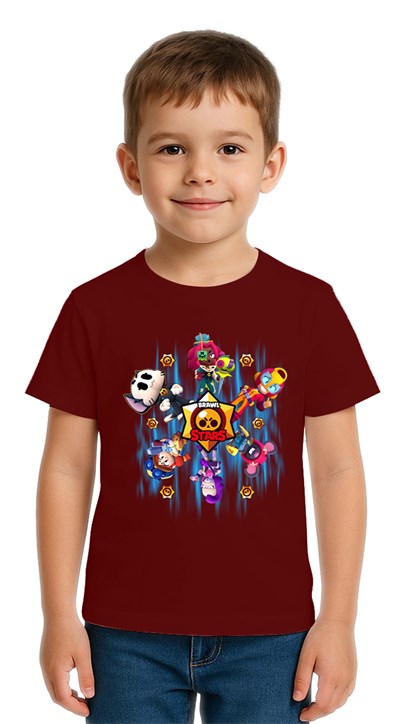 Unisex Brawl Stars Baskılı Çocuk Tişört pamuklu penye kumaş